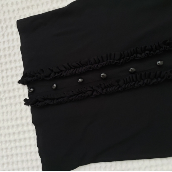 CM studios black fine knit tuxedo ruffle blouse M - Picture 3 of 4